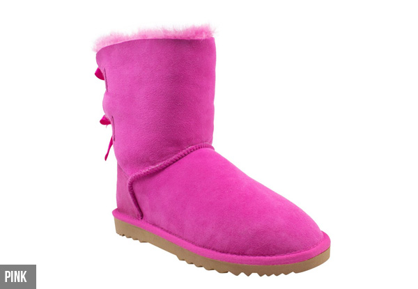 Women's Double Ribbon 3/4 Australian Sheepskin UGG Boots - Two Colours Available