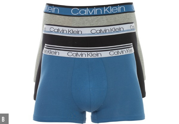Three-Pack Calvin Klein Trunk Underwear - Two Sizes & Two Sets of Colours Available