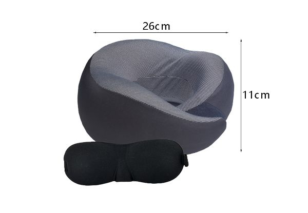 Travel Memory Foam Neck Pillow Set with Eye Mask & Earplug - Available in Three Colours & Options for Two-Set