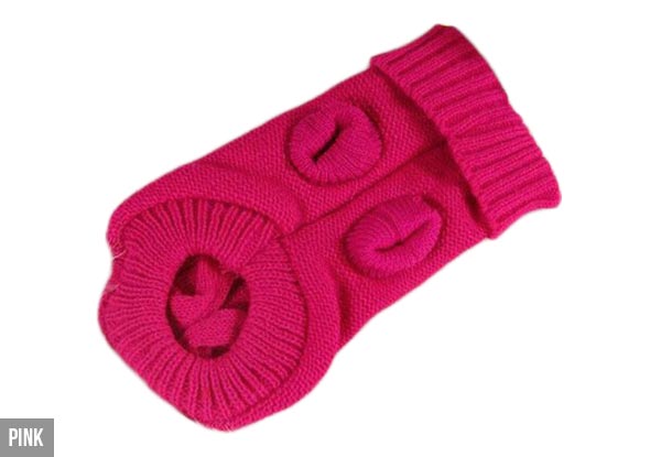 $10 for a Knitted Dog Jumper — Three Sizes & Five Colours Available