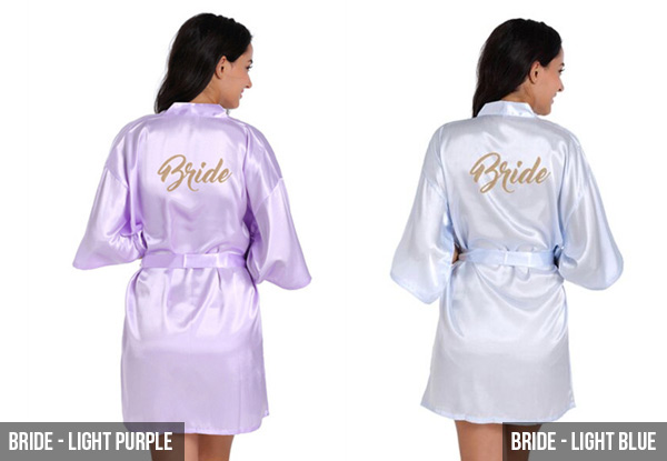 Bride or Bridesmaid Robe - Five Sizes & Six Colours Available with Free Shipping