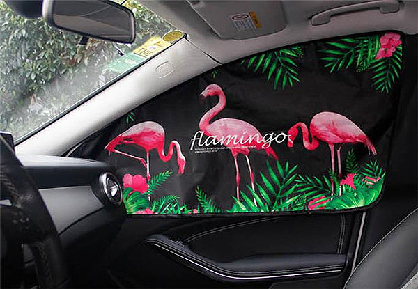 Two-Pack of Magnetic Printed Car Sunshades - Three Colours, Three Styles & Option for Four-Pack Available