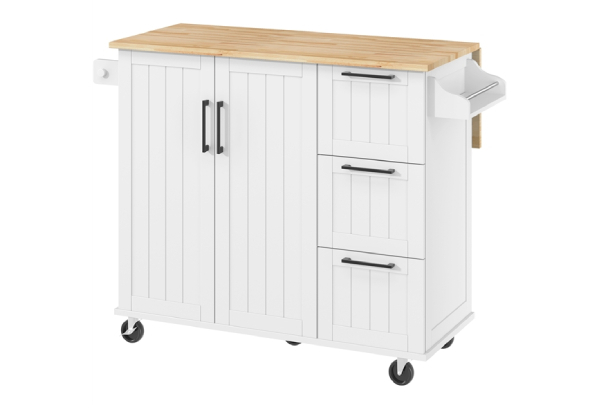 Kitchen Cart Island with Wood Top - Available in Two Colours
