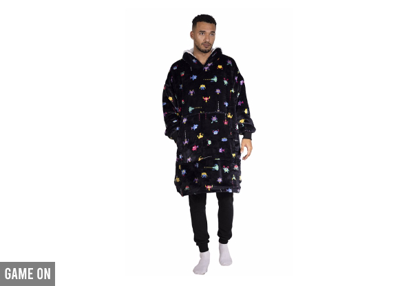 Bambury Adults Unisex Printed Hoodet Hooded Blanket - Available in Six Colours