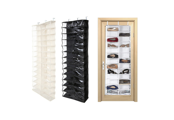 26-Pocket Door Hanging Shoe Rack - Available in Two Colours & Option for Two-Pack