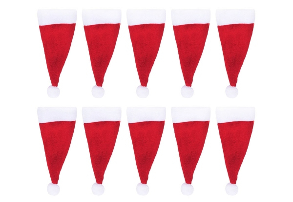 10-Pack Christmas Santa Hat Cutlery Holders - Option for 20-Pack