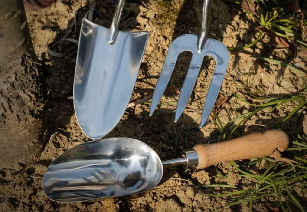 Three-Piece Stainless Steel Gardening Tool Set