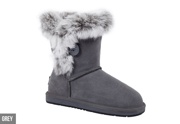 Auzland Women's 'Fame' Australian Sheepskin Fur Trim with Single Button UGG Boots - Three Colours Available