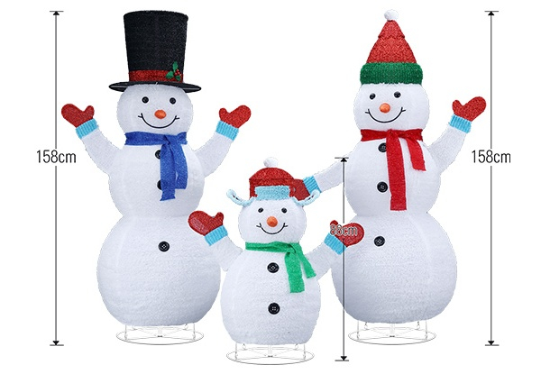 Three-Piece Christmas Snowman Family LED Lights