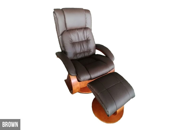 Leather Reclining Chair & Footstool - Five Colours Available