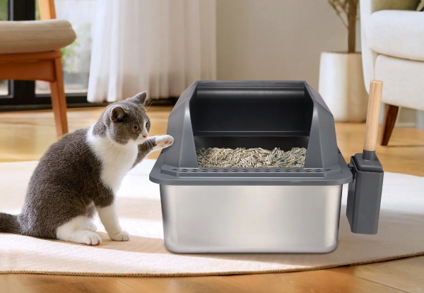 20L Stainless Steel XL Cat Litter Box with Filter Pedal - Two Colours Available