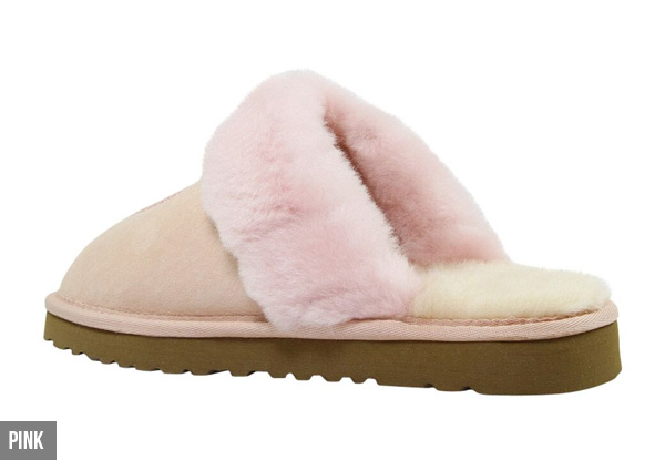 Water-Resistant Auzland Women's 'Anne' Classic Fur Trim Sheepskin UGG Scuffs - Five Colours & Three Sizes Available