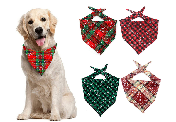 Two-Piece Christmas Snowflakes Pet Scarf Bandana Set - Available in Four Styles & Option for Four-Piece