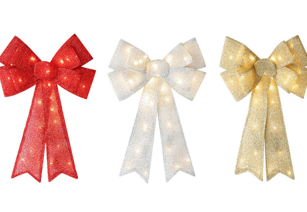 Light Up Christmas Bow - Available in Three Colours & Option for Two, Three & Four-Piece