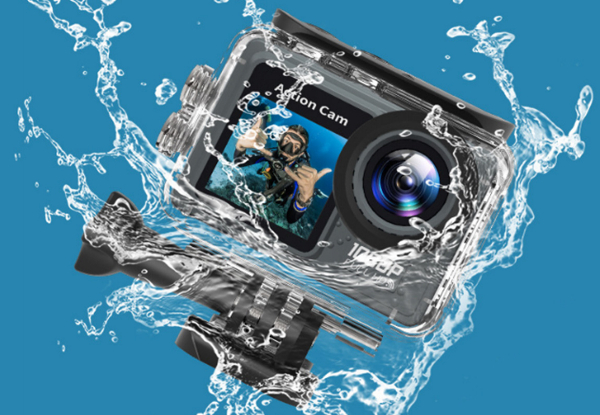 Water-Resistant 1080P WiFi Action Camera Incl. 32GB Card