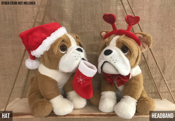 Santa Plush Bulldog Toy - Two Styles Available & Option for Two