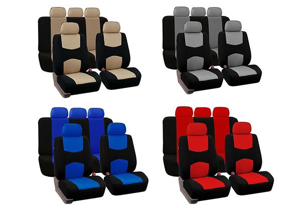 Nine-Piece Universal Car Seat Cover Set - Four Colours Available