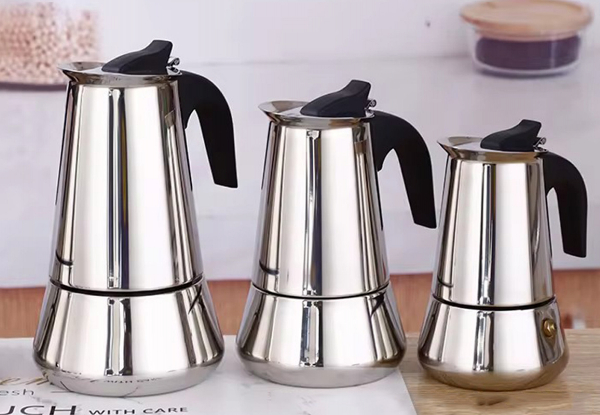 Stovetop Stainless Steel Espresso Moka Pot - Available in Three Sizes