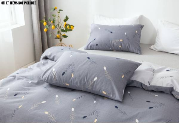 Three-Piece Cotton Duvet Cover Set in Wheat Ear Blue - Three Sizes Available