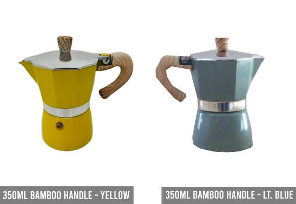 Moka Express Espresso Pot Range - Available in Two Styles, 10 Colours & Three Sizes