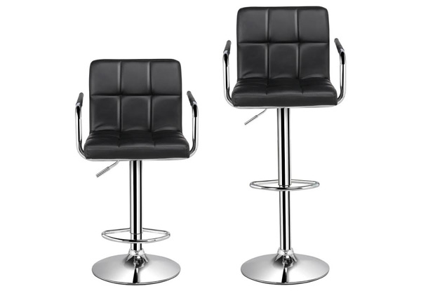 Two Synthetic Leather Swivel Bar Stools