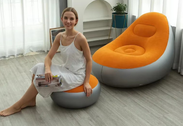 Inflatable Leisure Sofa Chair & Footstool - Available in Two Colours