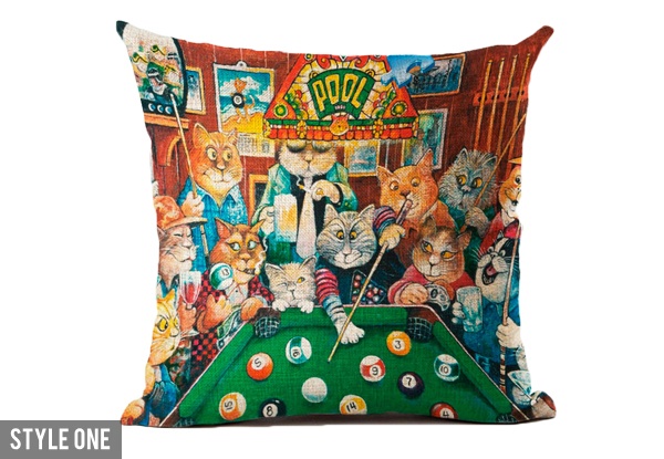 Cat Print Cushion Cover - 10 Designs Available