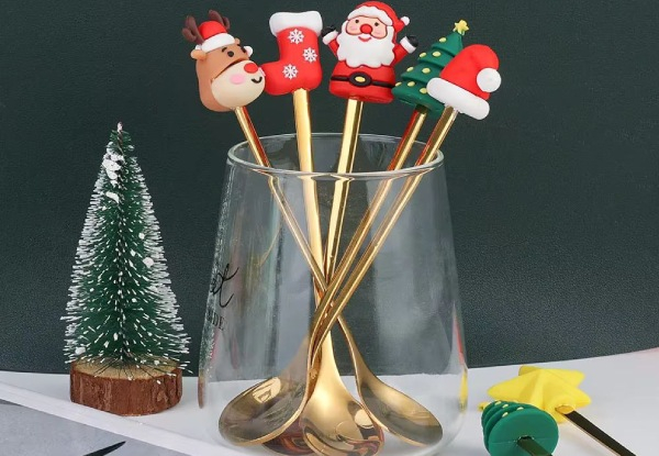 Six-Piece Christmas Festive Stainless Steel Fork & Spoon Set - Five Options Available