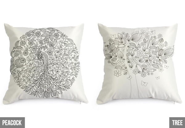 Colour-In Cushion Cover - Nine Designs Available with Option to incl. 12 Markers