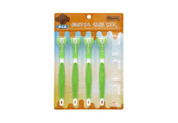 Three Sided Pet Toothbrush Set - Option for Two Sets