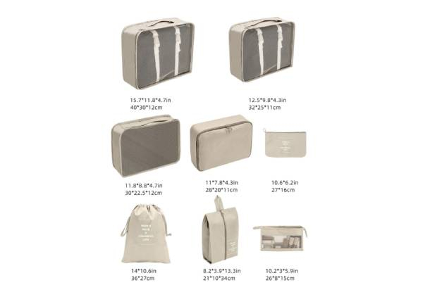 Eight-Piece Luggage Packing Cube Set