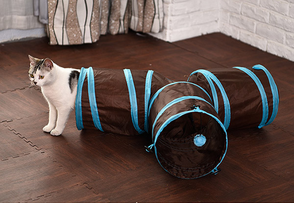 Three Way Cat Tunnel Toy with Peep Hole