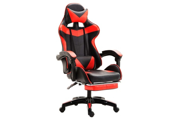 Gaming Chair with Retractable Footrest - Six Colours Available