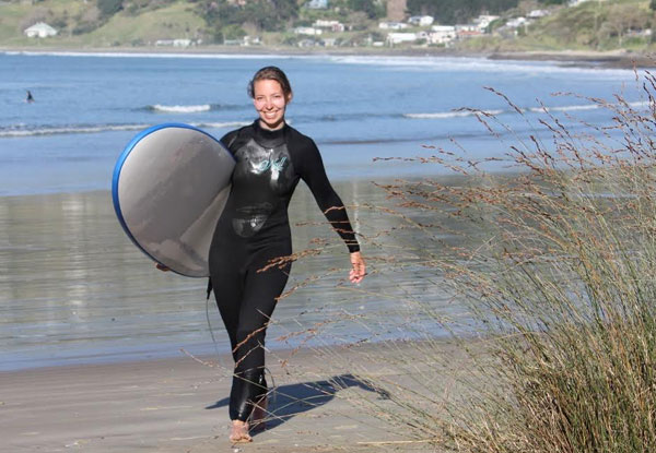 $40 for an Adults' or Kids' Two-Hour Surf Lesson incl. Board & Wetsuit Hire on Matakana Coast – Tawharanui, or $80 for Two People (value up to $160)