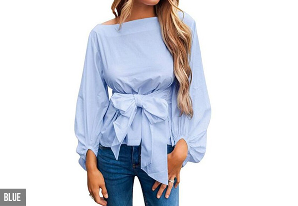 Tie Front Boat Neck Top - Four Colours & Four Sizes Available with Free Delivery