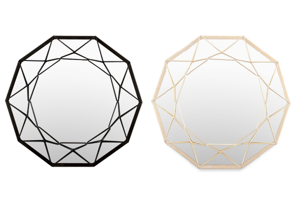 Geometric Shaped 10-Sided Wall Mirror - Two Colours Available