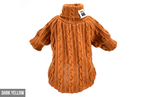 Knitted Sweater for Small Dogs - Four Sizes & Six Colours Available
