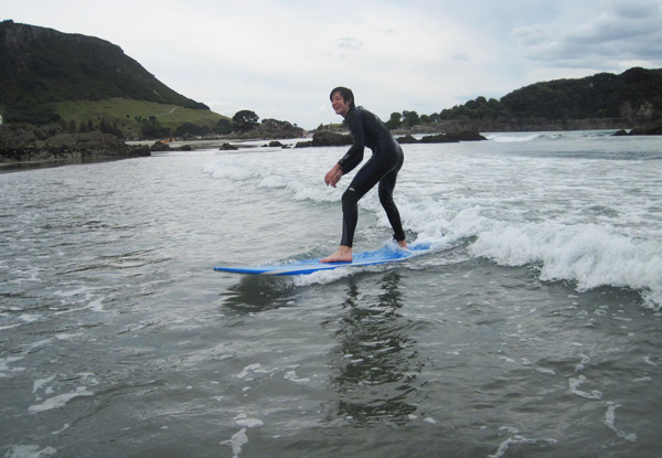 Two-Hour Beginner Surf Lesson for One Person incl. Board, Wetsuit Hire & Return Voucher for One-Hour Surf Gear Hire for the Next Visit - Option for Two People