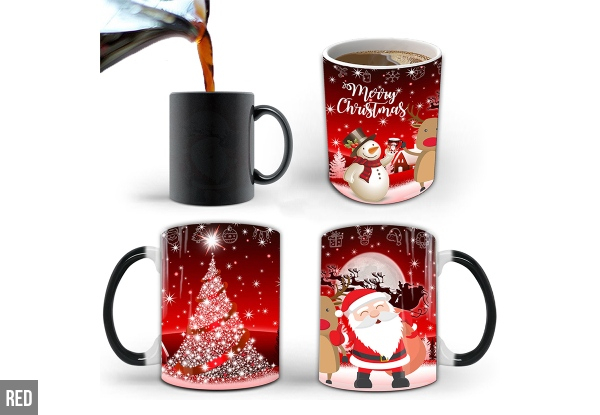 Christmas Heat Sensitive Colour Changing Mug - Two Colours Available & Option for Two-Pack