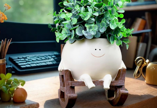 Smiley Face Resin Planter Pot - Option for Two