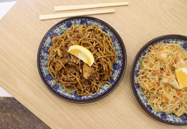 Two Large Plates at Self-Service Chinese Buffet