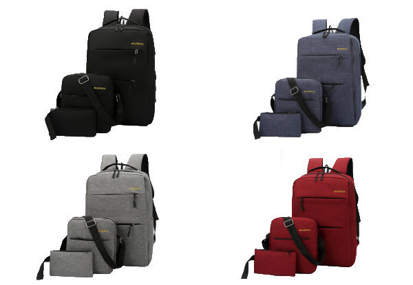 Backpack Three-Piece Set - Four Colours Available