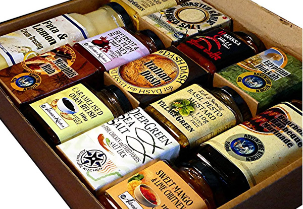Nelson Naturally Mega Box - “Gourmet Set” of Condiments, Spices, Salts, Sauces & Marinades