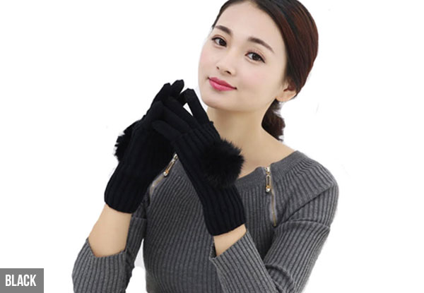 Winter Pom Pom Gloves & Wristwarmer Set - Five Colours Available