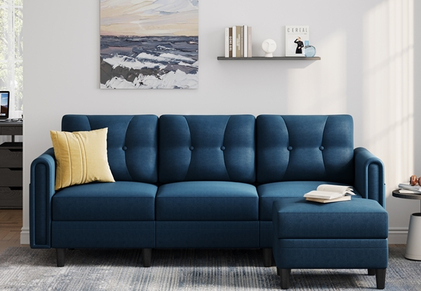 Velvet Upholstered Corner Sofa