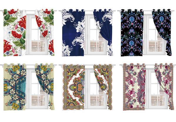 One-Pair Floral Printed Blackout Thermal Insulated Curtains - Seven Styles & Two Sizes Available