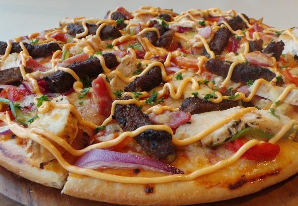 One Large Pizza with Options for One Gourmet Grilled Wrap or One Waffle - George Street, Mosgiel & Alexandra Locations