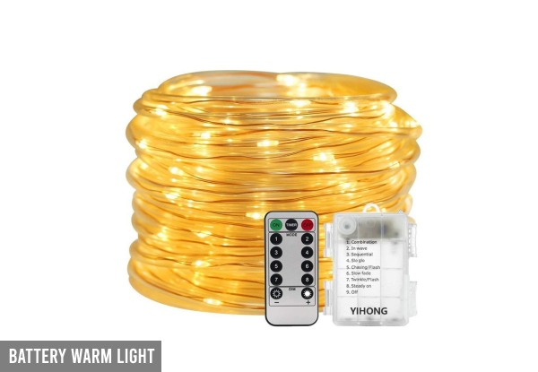 Rope Tube String Light - Four Colours & Three Lengths Available - Option for Battery or Solar-Powered Lights