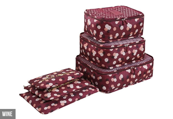 Six-Piece Set of Travel Organiser Storage Bags - Four Designs Available with Free Delivery