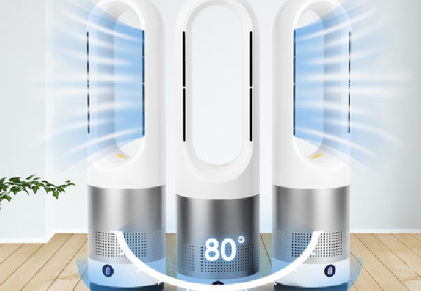 Two-in-One Bladeless Fan Cooler Heater with Remote Control